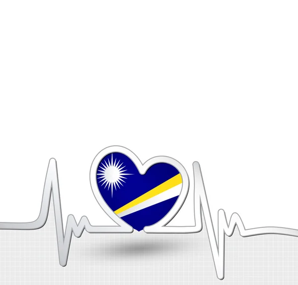 Isole Marshall bandiera cuore e battito cardiaco linea — Vettoriale Stock