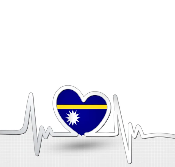 De vlag van Nauru hart en heartbeat lijn — Stockvector