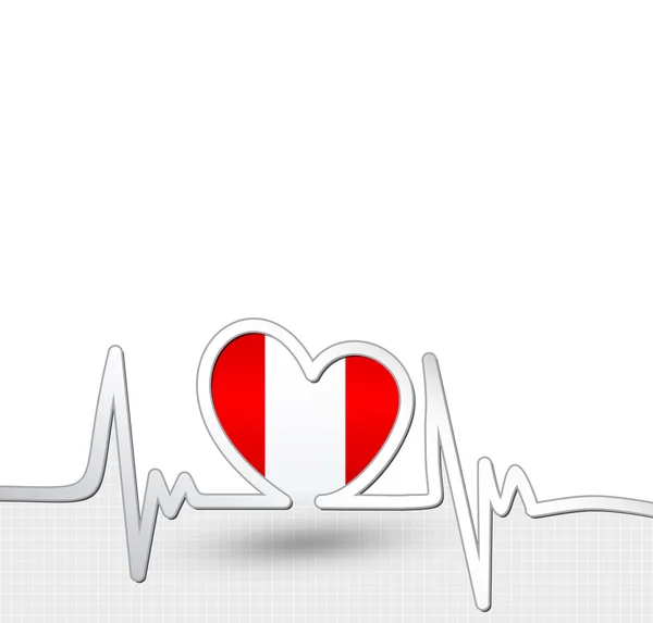 Peru bandeira coração e batimento cardíaco linha —  Vetores de Stock