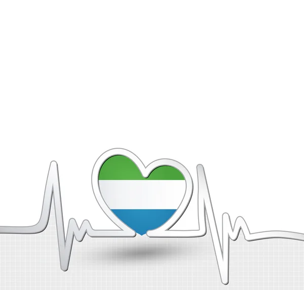 Serra Leoa bandeira coração e batimento cardíaco linha —  Vetores de Stock