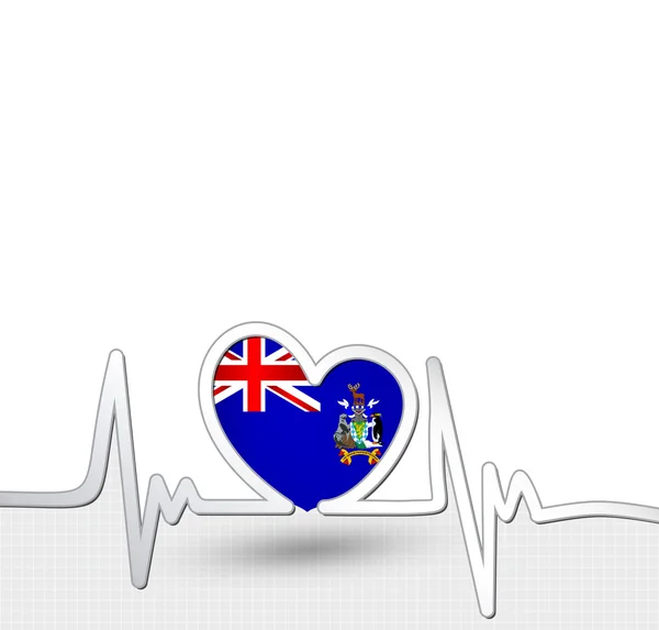 Sydgeorgien och Södra Sandwichöarna flagga hjärtat och höra — Stock vektor