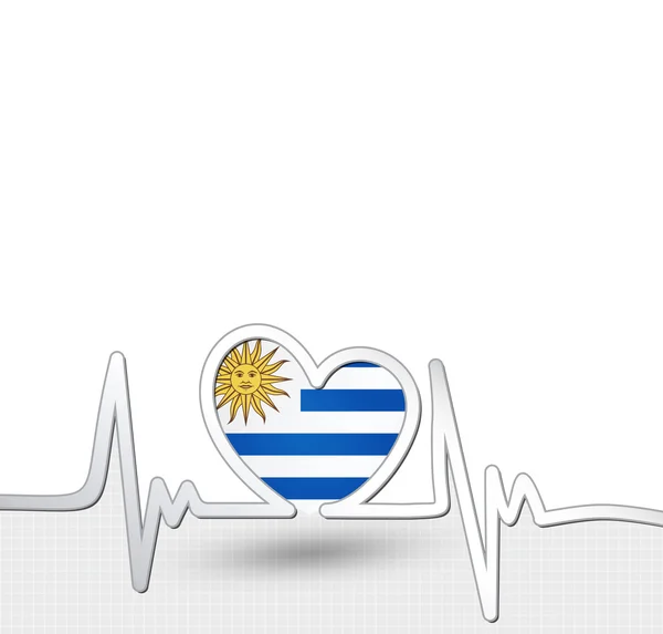 Urugwaj flaga serce i serca linii — Wektor stockowy