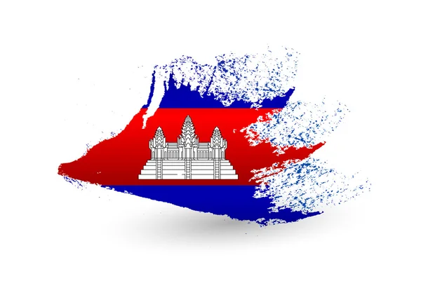 Bandeira de estilo desenhado à mão do Camboja — Vetor de Stock