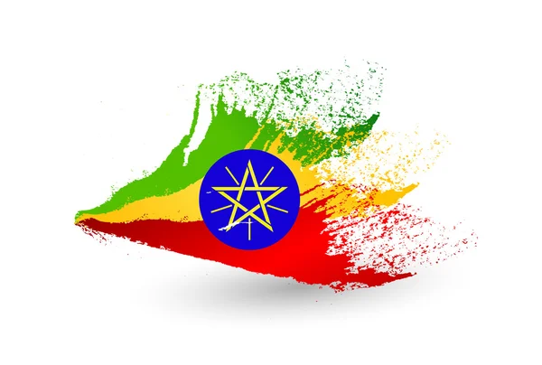 Χέρι συντάσσονται στυλ σημαία της Αιθιοπίας — Διανυσματικό Αρχείο