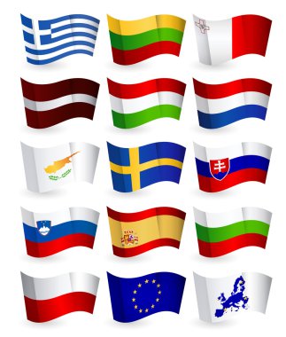 European Union country flying flags part 2 clipart