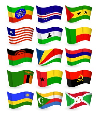 Afrika ülke bayrakları uçan Bölüm 3 ayarla