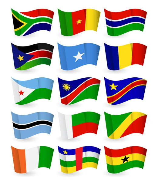 Düz bayraklar paketi uçan Afrika ülkesi küme2 — Stok Vektör