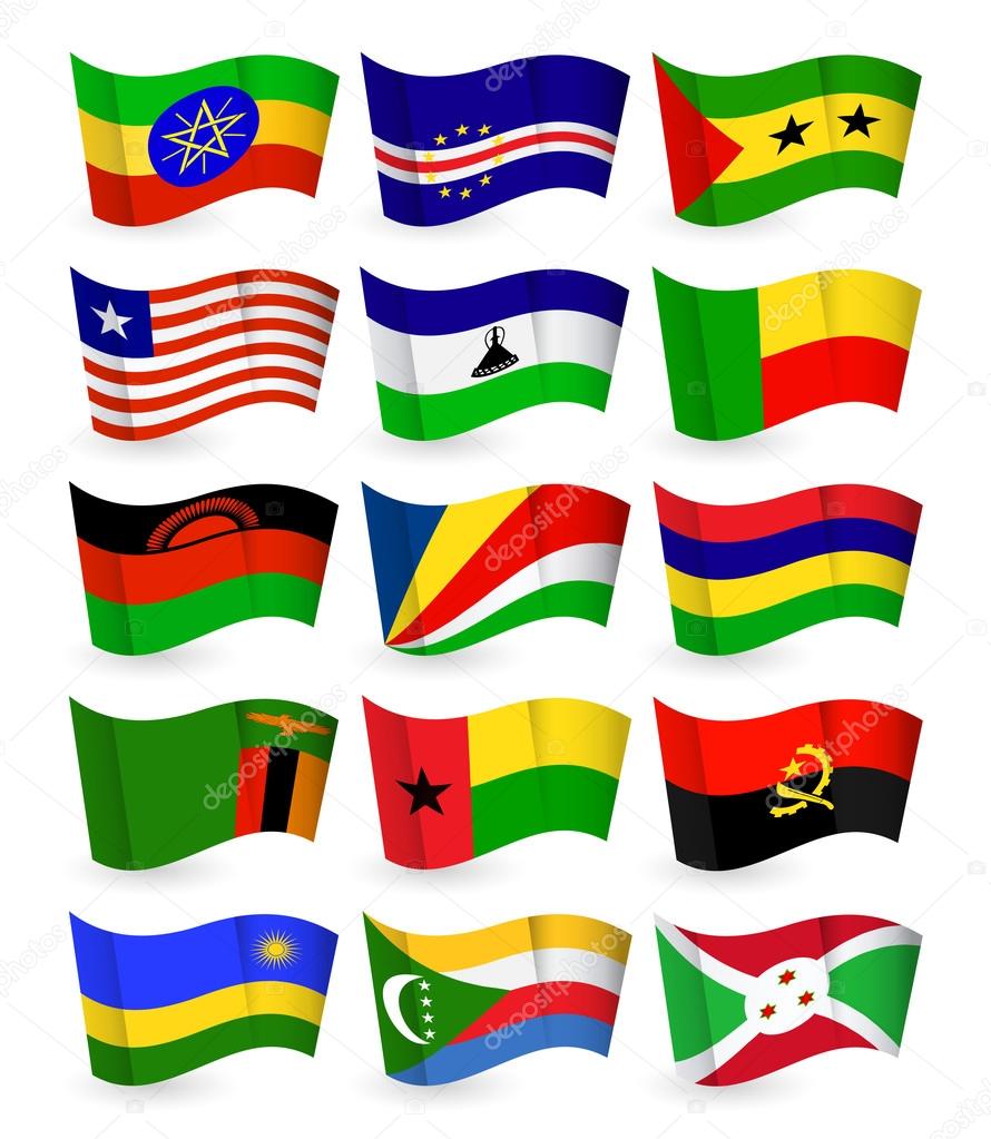 Africa country flying flags set part 3