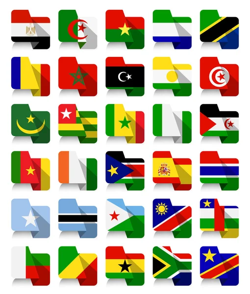 Bandiere sventolanti africane di design piatto — Vettoriale Stock
