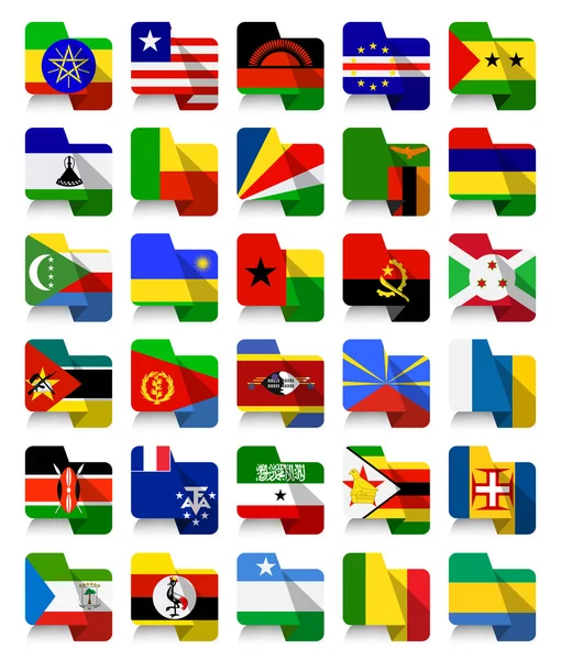 Banderas de diseño plano africano ondeando 2 — Archivo Imágenes Vectoriales
