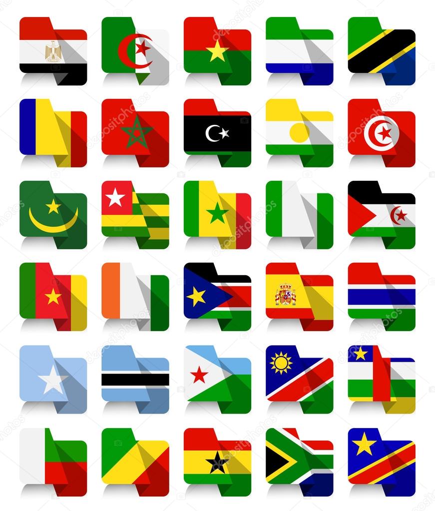 Flat Design African Waving Flags