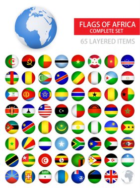 Afrika tam yuvarlak parlak bayrakları ayarlayın