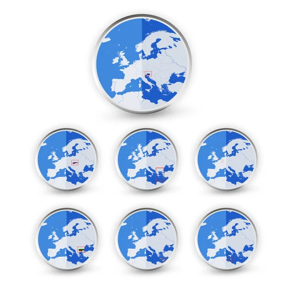 设置与欧盟国家世界地图位置部分 4 平全球 — 图库矢量图片