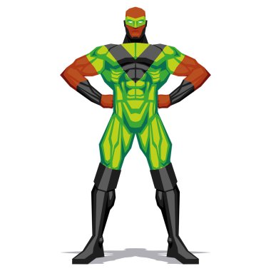 Süper kahraman üzerinde izole beyaz arka plan poz