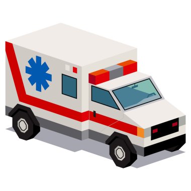 Beyaz arka plan üzerinde izole ambulans araba çizimi