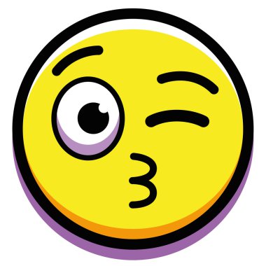 Beyaz arka plan üzerinde izole bir öpücük üfleme karikatür yüz