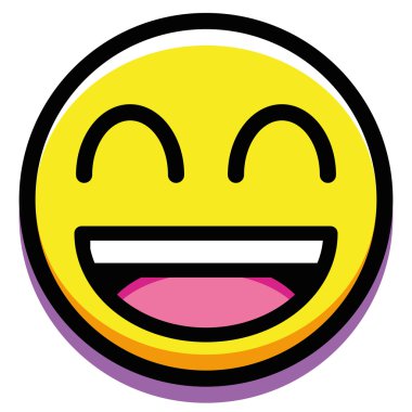 Beyaz arka plan üzerinde izole karikatür mutlu yüz