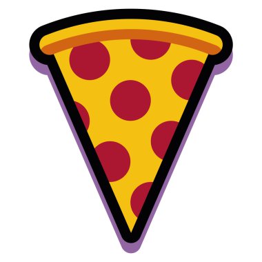 Dilim Pizza beyaz arka plan üzerinde izole karikatür