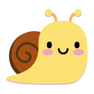 Beyaz arka planda izole edilmiş şirin çizgi film salyangozu.