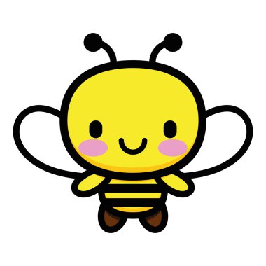 Beyaz arka plan üzerinde izole vektör sevimli çizgi arı