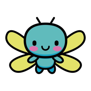 Beyaz arka plan üzerinde izole sevimli çizgi böcek