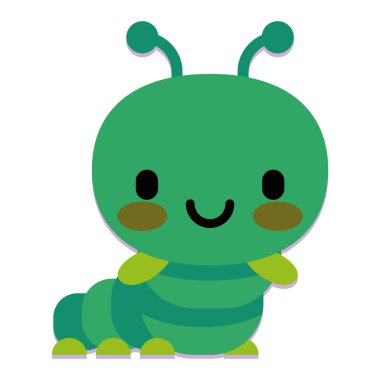 Beyaz arka planda izole edilmiş şirin çizgi film tırtılları.