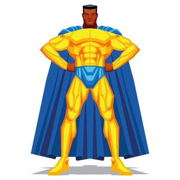 Superheld posiert isoliert auf weißem Hintergrund — Stockvektor