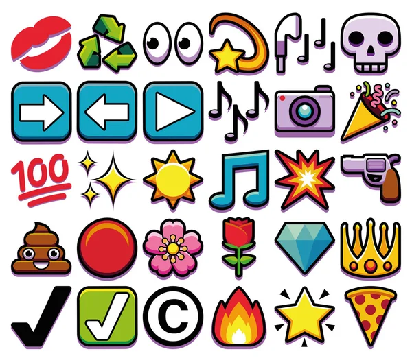 Farklı Emojis beyaz arka plan üzerinde izole kümesi