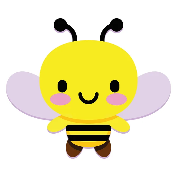 Vector linda abeja de dibujos animados aislado sobre fondo blanco — Vector de stock