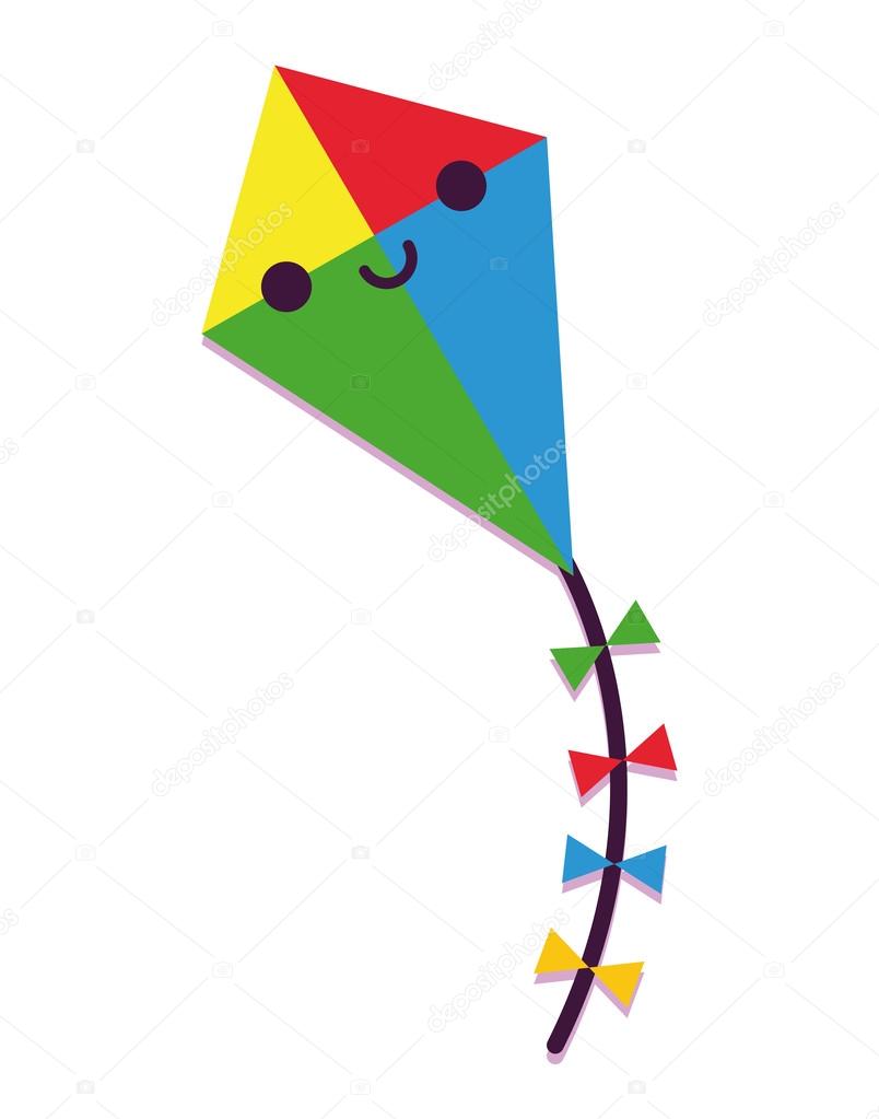 Cartoon Cute Happy Kite Isolated On White Background Stock Vector ...