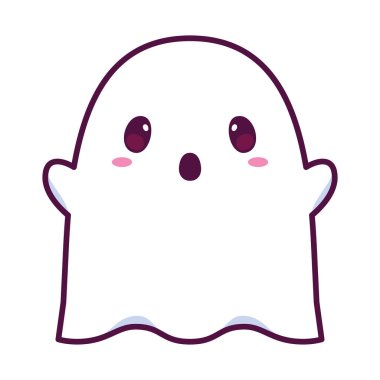 İzole edilmiş hayalet çizgi filmi Kawaii.