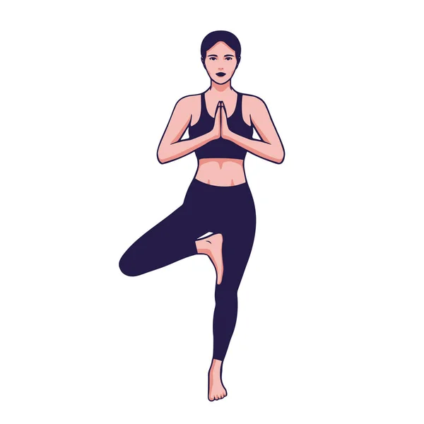 Frau macht Yoga-Übungen — Stockvektor