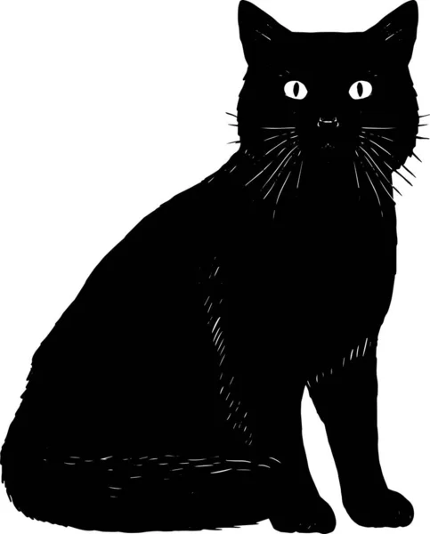 Silhouette isolée d'un chat réaliste — Image vectorielle
