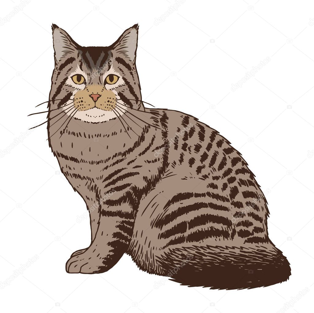 Isolated realistic cat image