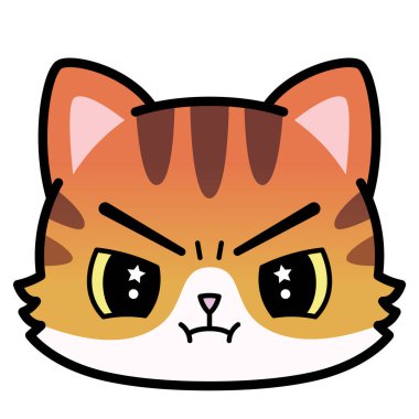İzole edilmiş sevimli kızgın kedi emojisi.