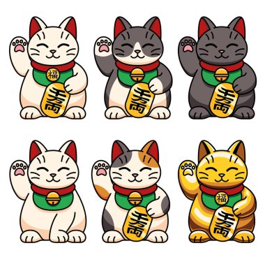 Farklı kawaii kedileri. Neko karakteri