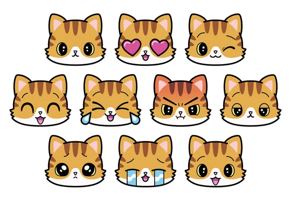 Set di simpatici gatti emoji — Vettoriale Stock