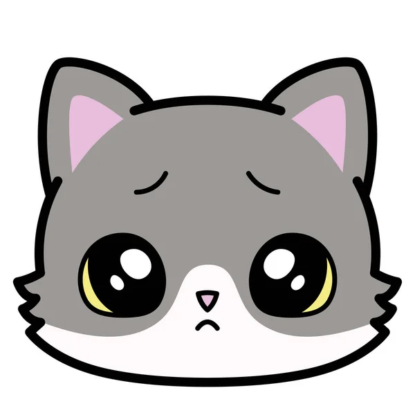 Изолированный милый грустный кошачий смайлик — стоковый вектор