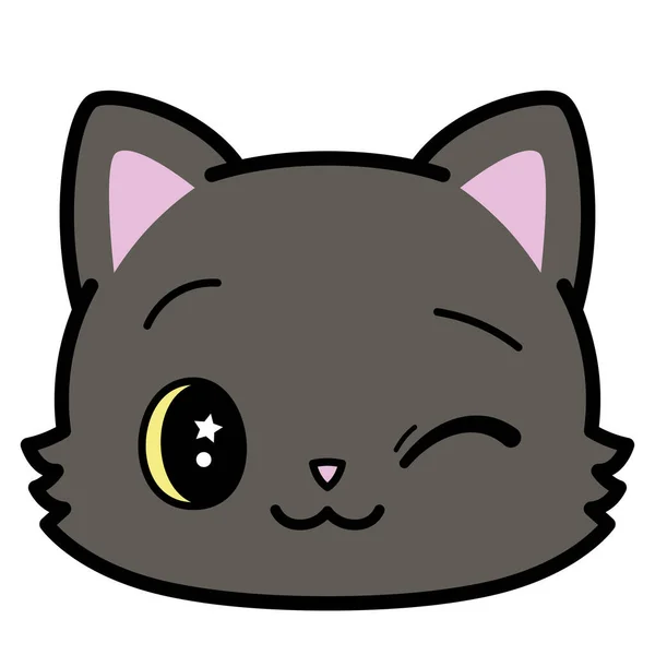 Geïsoleerde schattige kat emoji knipogen — Stockvector