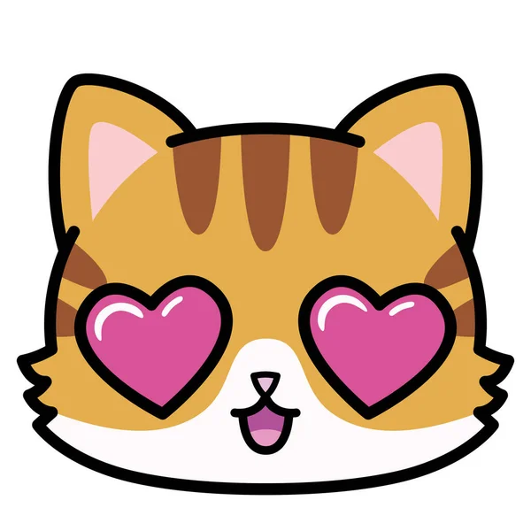 Isolerad söt katt emoji kär — Stock vektor