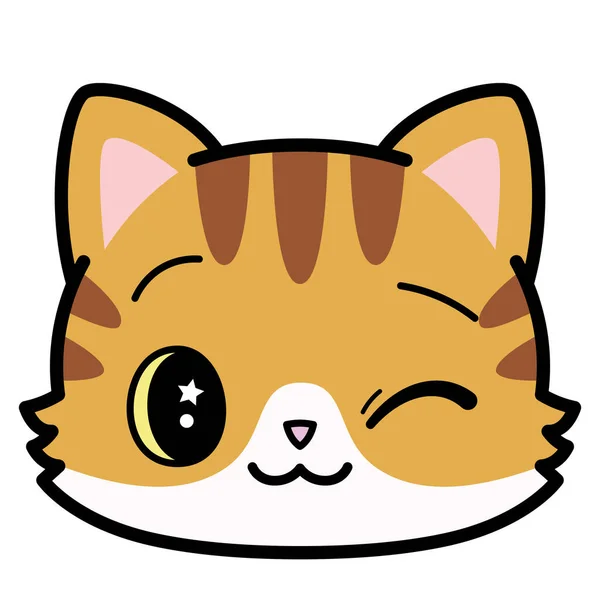 Geïsoleerde schattige kat emoji knipogen — Stockvector