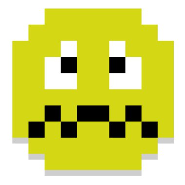 Şirin piksel çizgi film yeşil hasta yüz