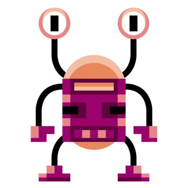 karikatür komik robot beyaz arkaplanda izole