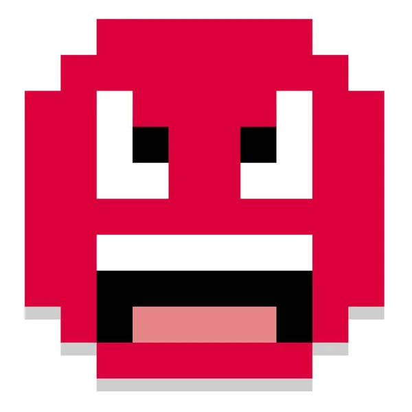 Roztomilý kreslený Pixel naštvaný obličej izolované — Stockový vektor