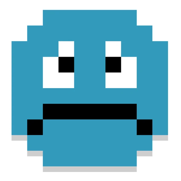 Roztomilý kreslený Pixel smutný obličej izolované — Stockový vektor