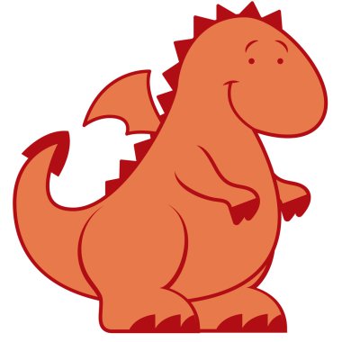 Beyaz arka planda izole edilmiş şirin çizgi film ejderhası.