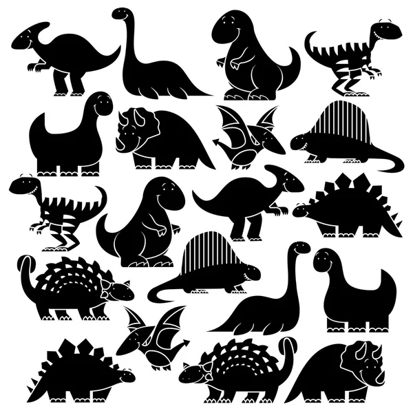 Conjunto de diferentes dinosaurios de dibujos animados lindos — Vector de stock