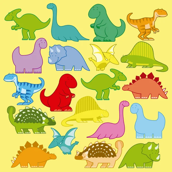 Set Of Different Cute Cartoon Dinosaurs Stock Vector