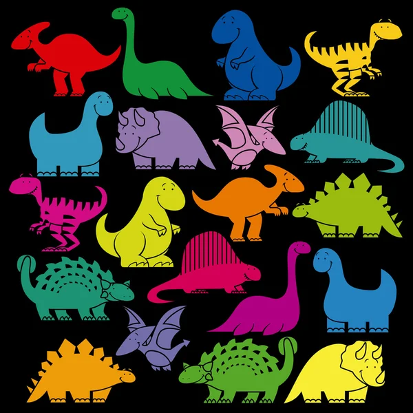 Set Of Different Cute Cartoon Dinosaurs Stock Vector