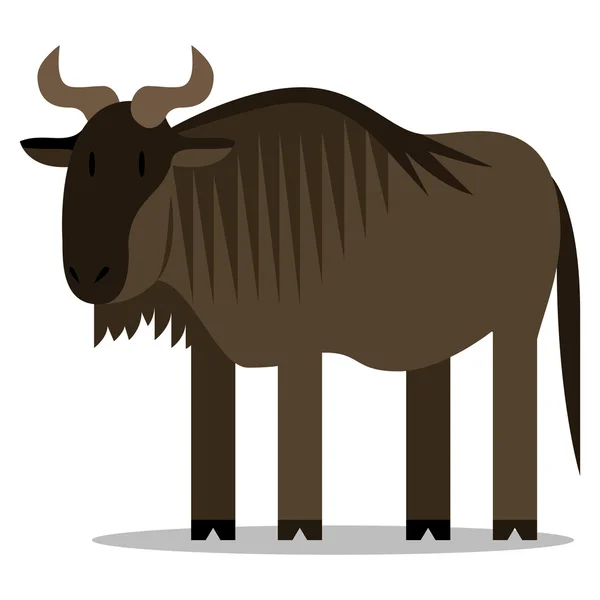 Cartoon Gnu isoliert auf leerem Hintergrund — Stockvektor